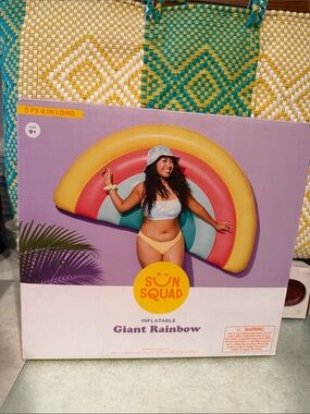 NIB Sun Squad Inflatable Giant Rainbow Float - Yellow, Red, Green, Blue